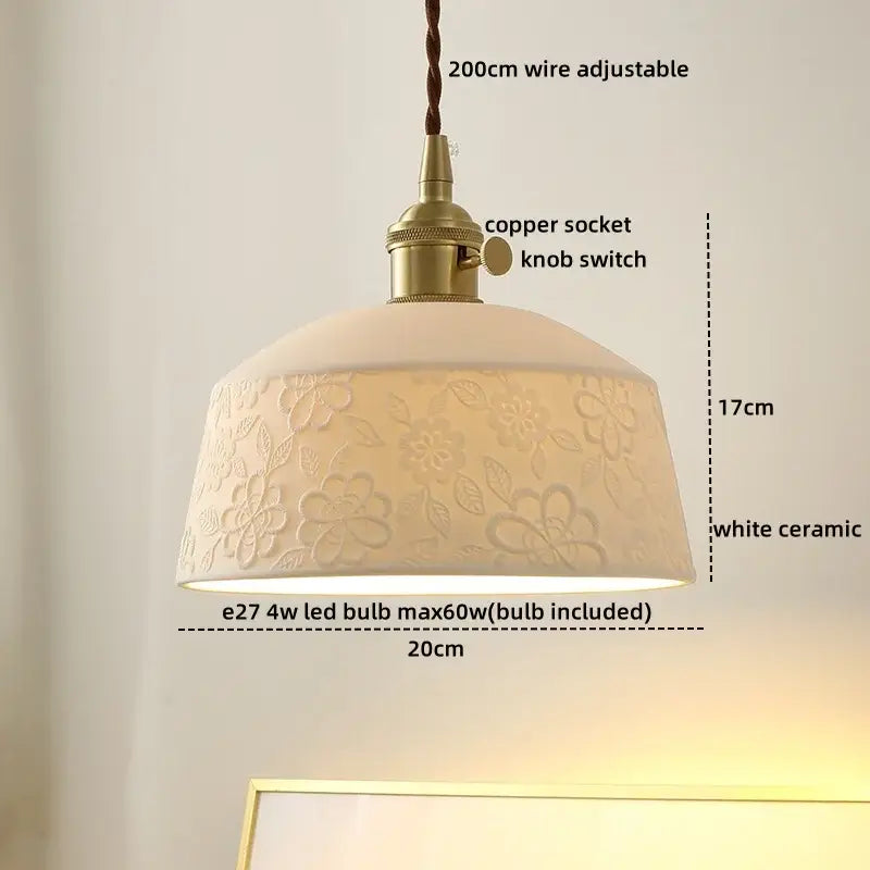 Cloud patterned brass ceramic led pendant light for dining room
