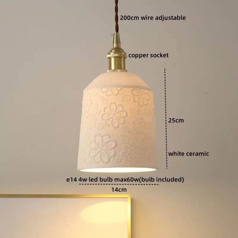 Cloud patterned brass ceramic led pendant light for dining room
