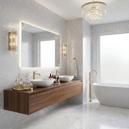 Cloud Polished Hexagon Glass Mosaics 11 3/4x11 1/2