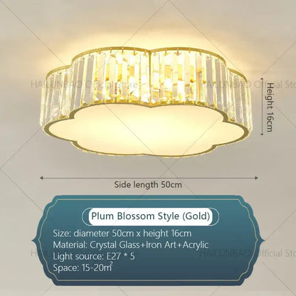 Cloud shaped gold crystal zen ceiling light for living room