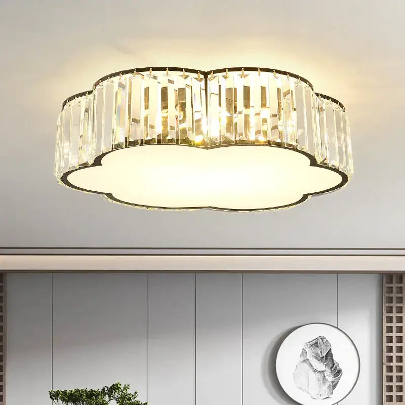 Cloud shaped gold crystal zen ceiling light for living room