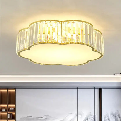 Cloud shaped gold crystal zen ceiling light for living room