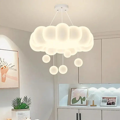 Cloud shaped off white pendant light living room dimming pendant
