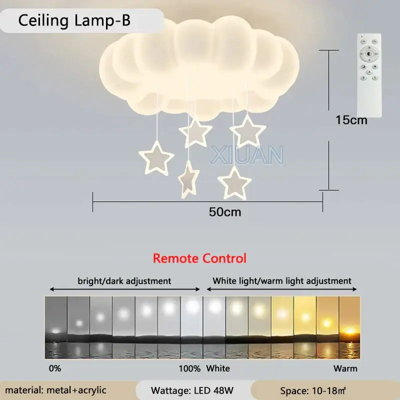 Cloud shaped off white pendant light living room dimming pendant