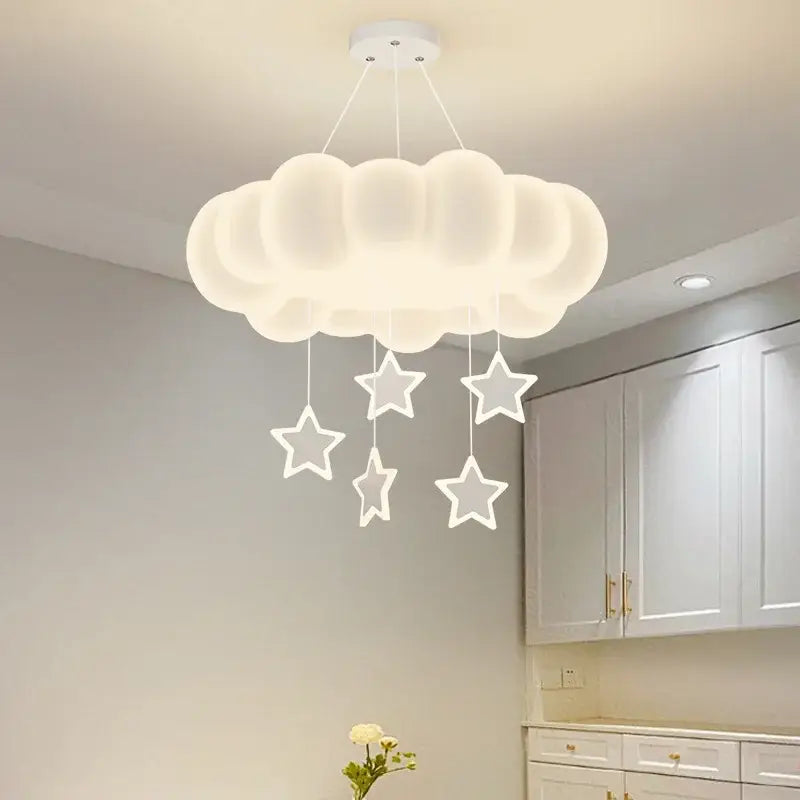 Cloud shaped off white pendant light living room dimming pendant