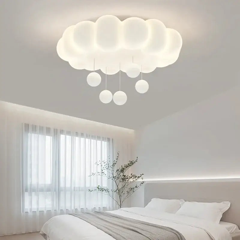 Cloud shaped off white pendant light living room dimming pendant