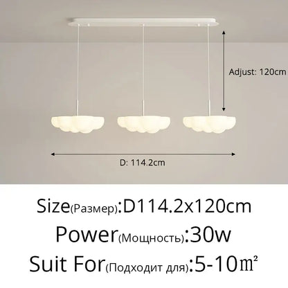 Cloud white modern chandelier floating kitchen island light
