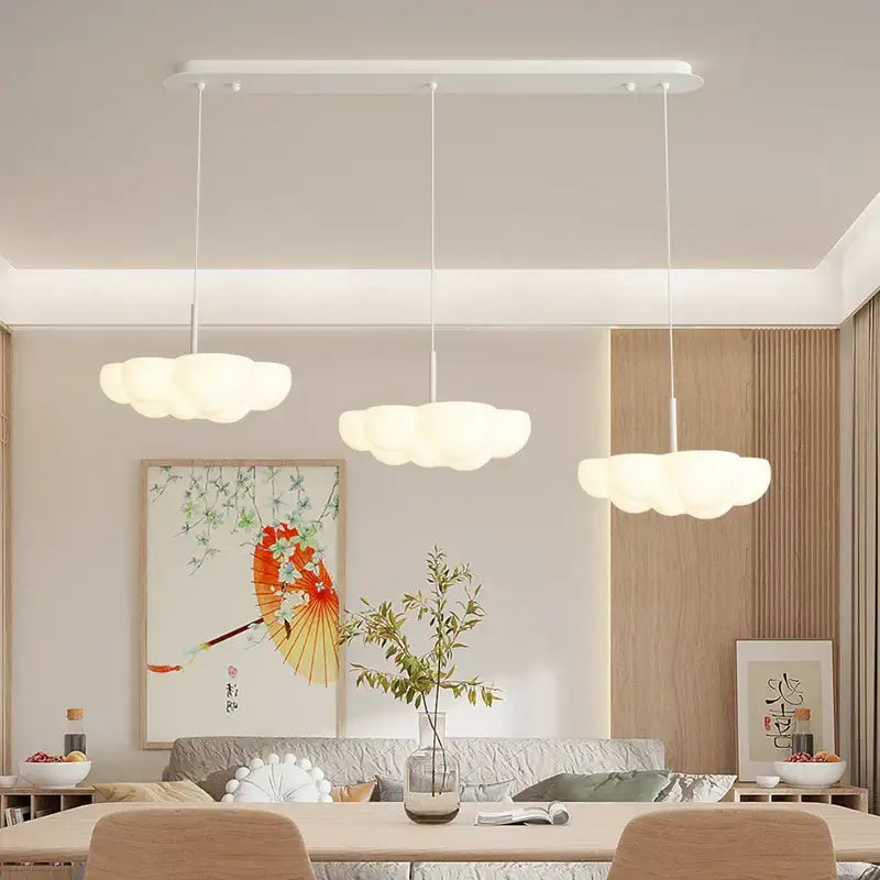 Cloud white modern chandelier floating kitchen island light