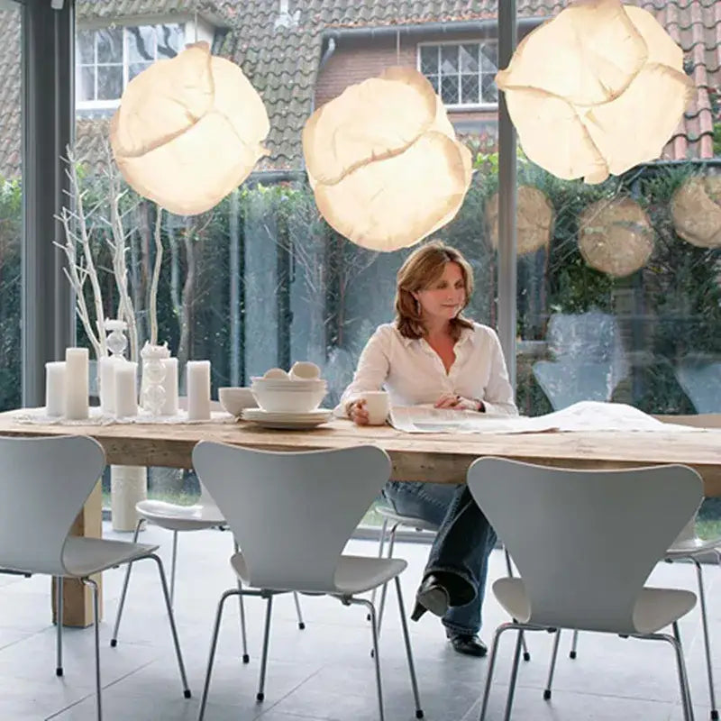 Cloud white pendant light organic rice paper cluster for kitchen