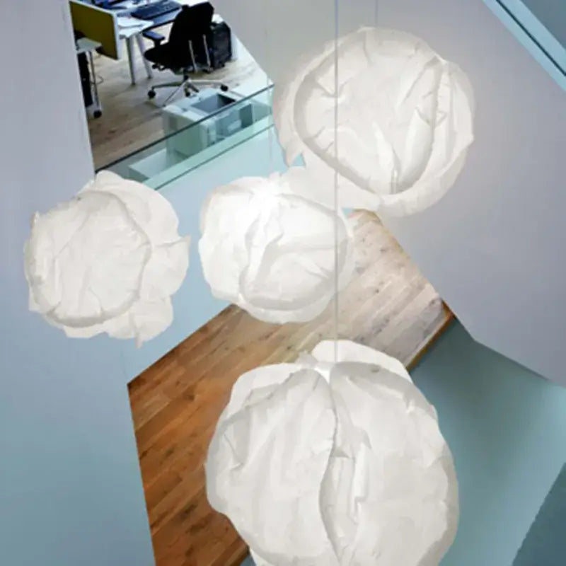 Cloud white pendant light organic rice paper cluster for kitchen