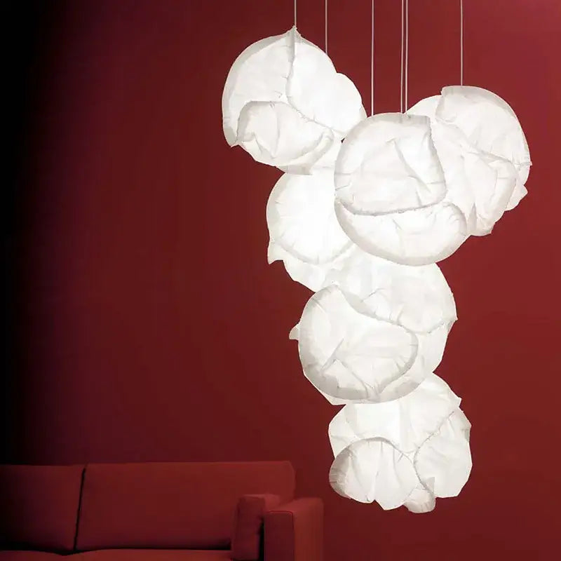 Cloud white pendant light organic rice paper cluster for kitchen