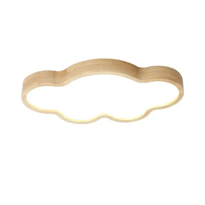 Cloud wood ceiling light for children's room with white center