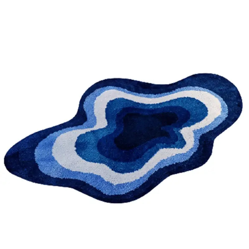 Cloudy blues wavy retro bath mat plush geode rug bathroom decor
