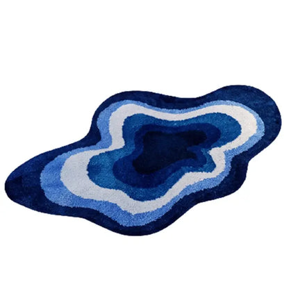 Cloudy blues wavy retro bath mat plush geode rug bathroom decor