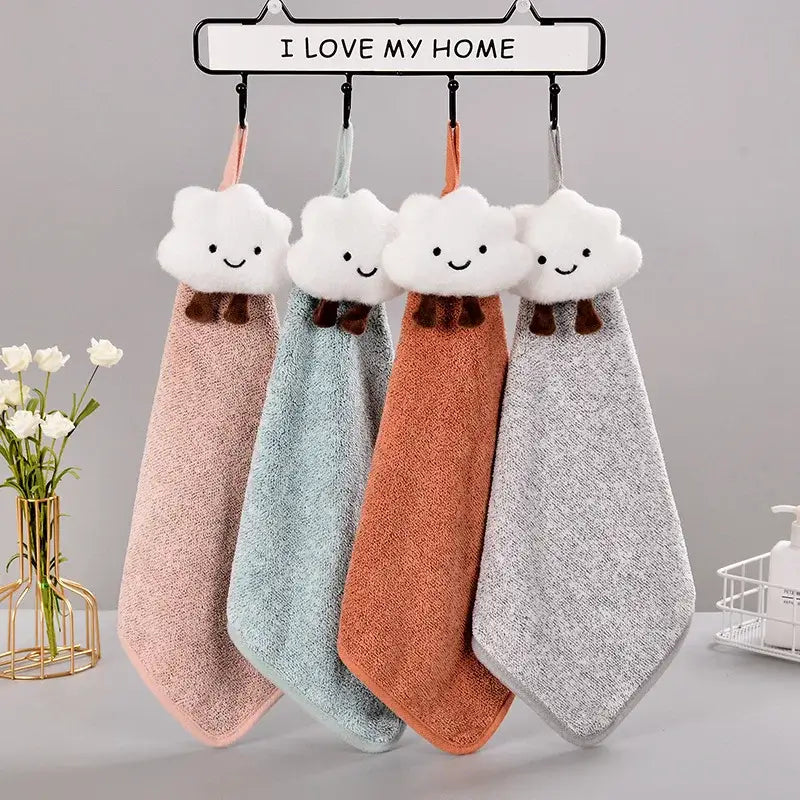 Cloudy day pastel antibacterial hand towel set kitchen and bath
