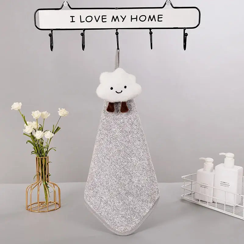 Cloudy day pastel antibacterial hand towel set kitchen and bath