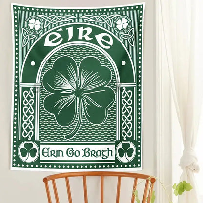 Clover psychedelic gothic wall tapestry green & white bedroom art