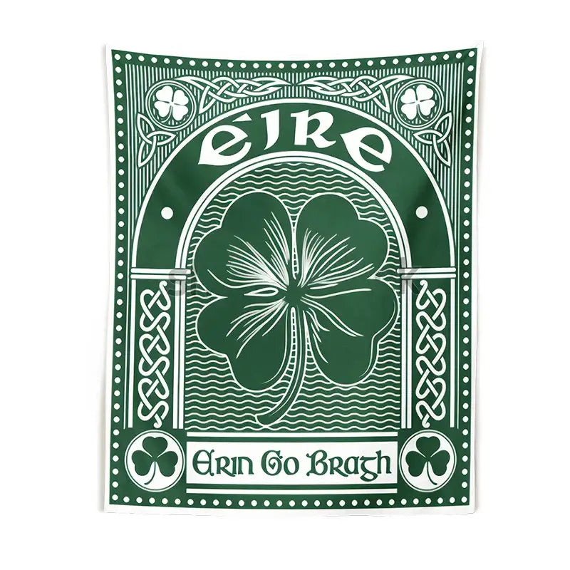 Clover psychedelic gothic wall tapestry green & white bedroom art