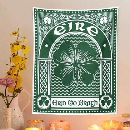 Clover psychedelic gothic wall tapestry green & white bedroom art