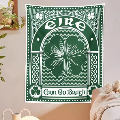 Clover psychedelic gothic wall tapestry green & white bedroom art
