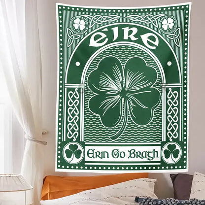 Clover psychedelic gothic wall tapestry green & white bedroom art