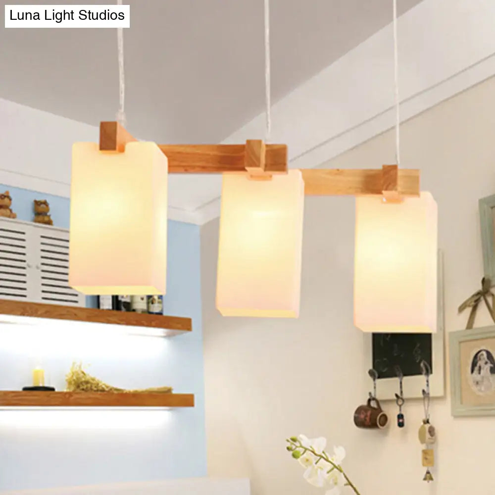 DecorBites™ Cluster Pendant Kitchen Lamp: Elegant Wood and Glass Hanging Light with 3 Bulbs