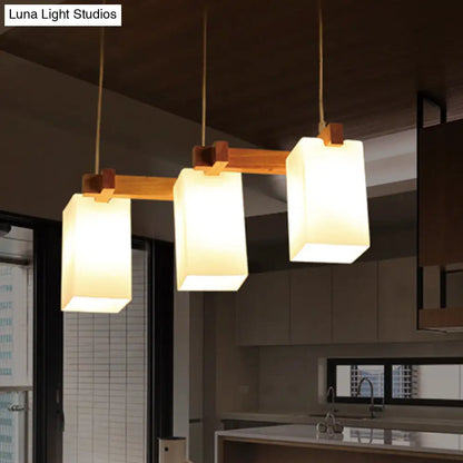 DecorBites™ Cluster Pendant Kitchen Lamp: Elegant Wood and Glass Hanging Light with 3 Bulbs