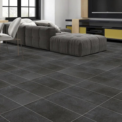 Coal Matte Concrete Look Porcelain Tiles 12x24