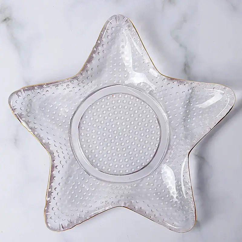 Coastal blue glass seashell dish plate saucer dining room snack set