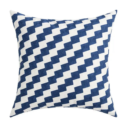 Coastal chic greek architecture cushion cover living room blue & white