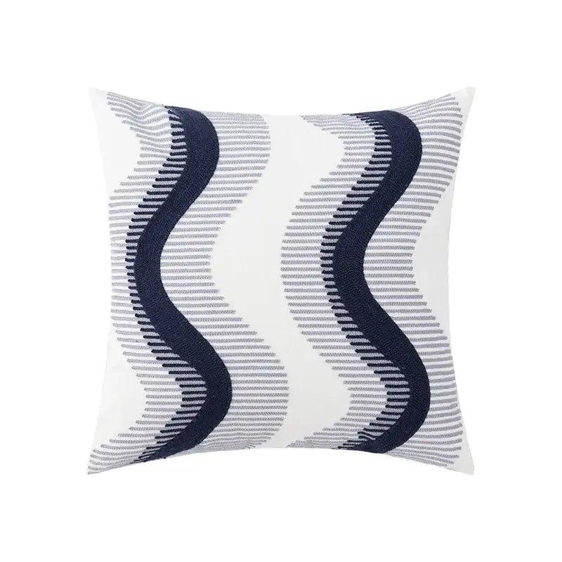Coastal chic greek architecture cushion cover living room blue & white