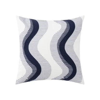 Coastal chic greek architecture cushion cover living room blue & white