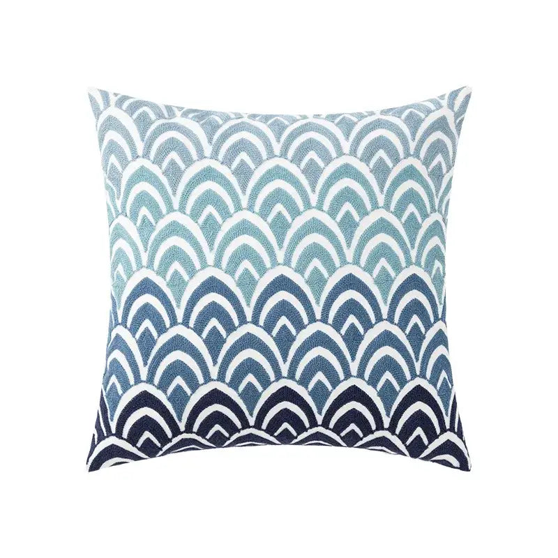 Coastal chic greek architecture cushion cover living room blue & white