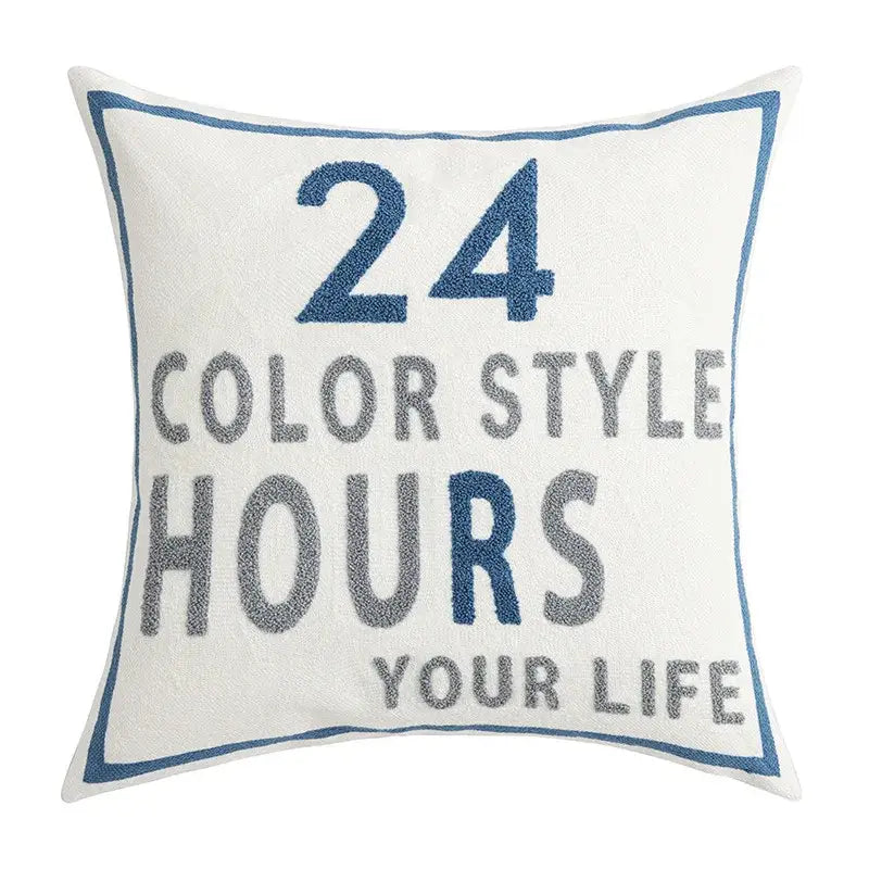 Coastal chic greek architecture cushion cover living room blue & white
