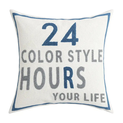 Coastal chic greek architecture cushion cover living room blue & white