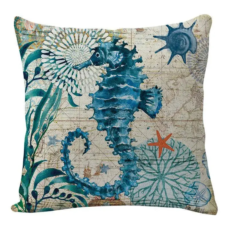 Coastal cushion cover set of 9 teal and blue living room decor