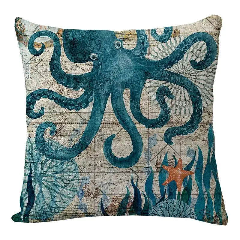 Coastal cushion cover set of 9 teal and blue living room decor