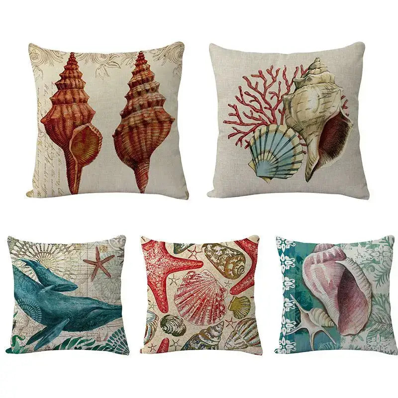 Coastal cushion cover set of 9 teal and blue living room decor