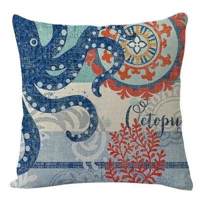 Coastal cushion cover set of 9 teal and blue living room decor