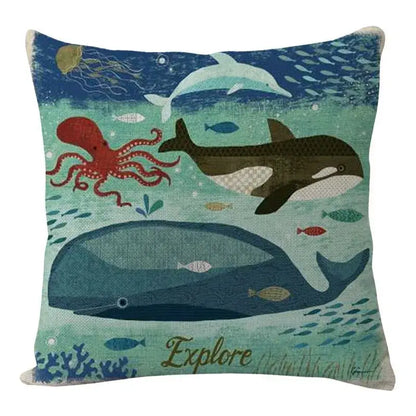 Coastal cushion cover set of 9 teal and blue living room decor