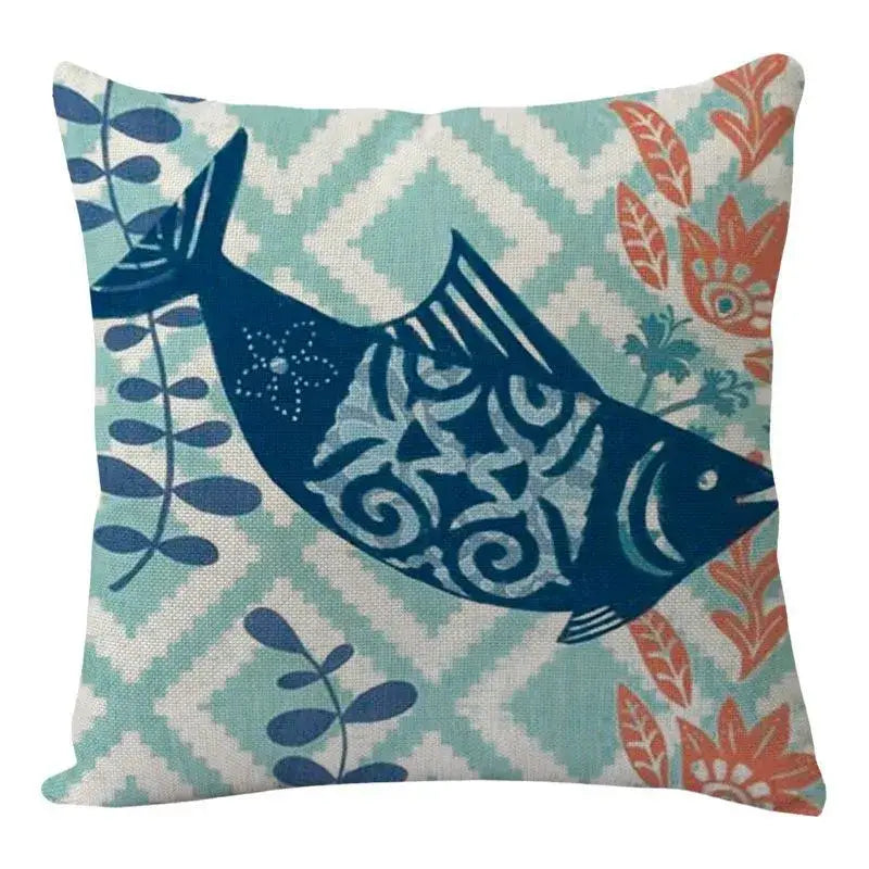 Coastal cushion cover set of 9 teal and blue living room decor