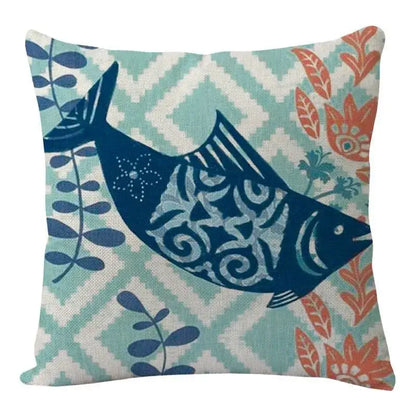 Coastal cushion cover set of 9 teal and blue living room decor