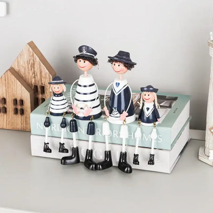 Coastal white & gray wooden ship model living room decor