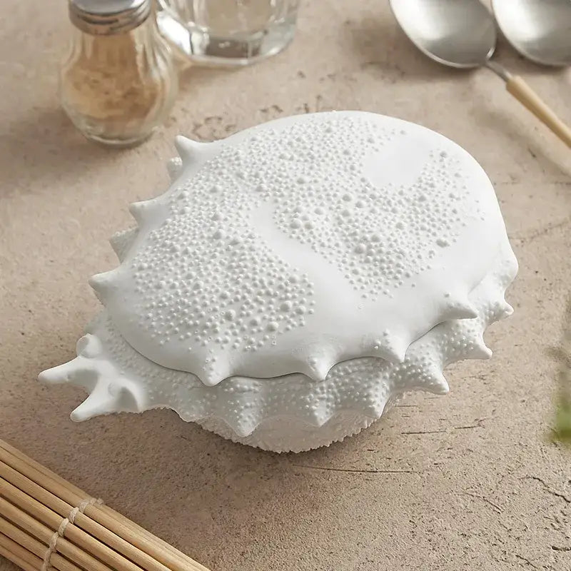 Coastal white shell ceramic soup bowl dining room decorative dish