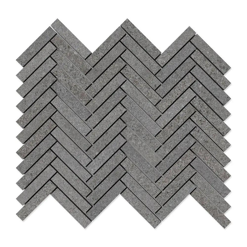 Cobblestone Dark Herringbone 5/8x3 Porcelain Mosaics 10 7/16x12 13/16