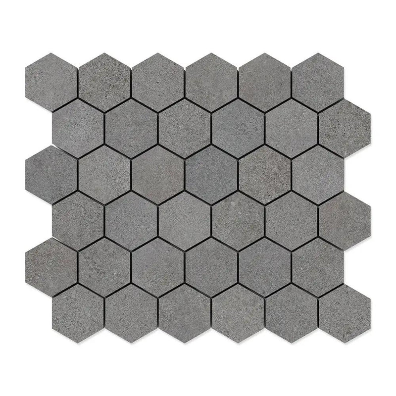 Cobblestone Dark Hexagon 2 Porcelain Mosaics 10 3/8x12
