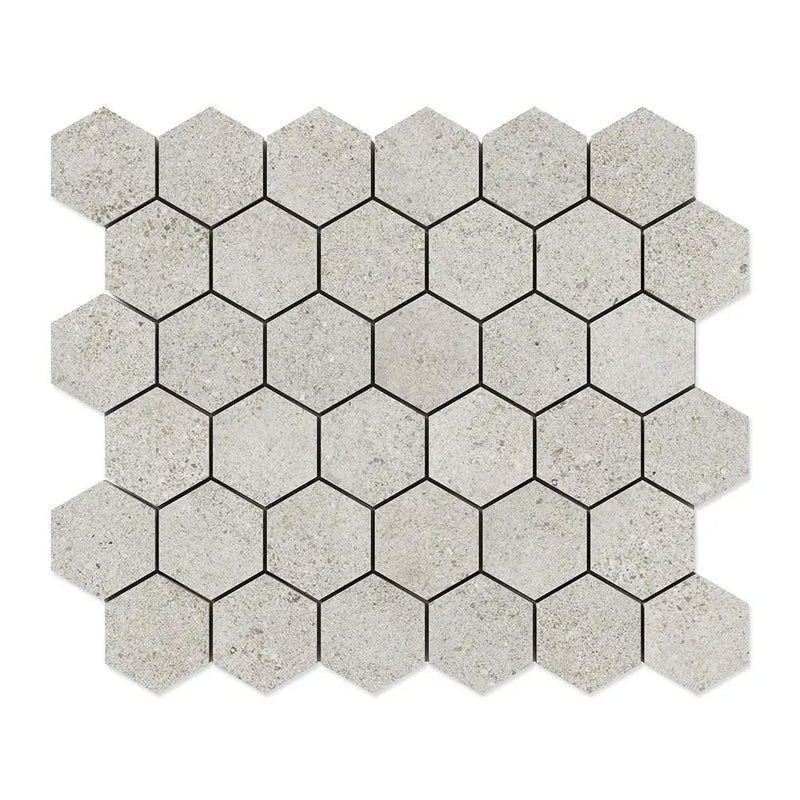 Cobblestone Light Hexagon 2 Porcelain Mosaics 10 3/8x12