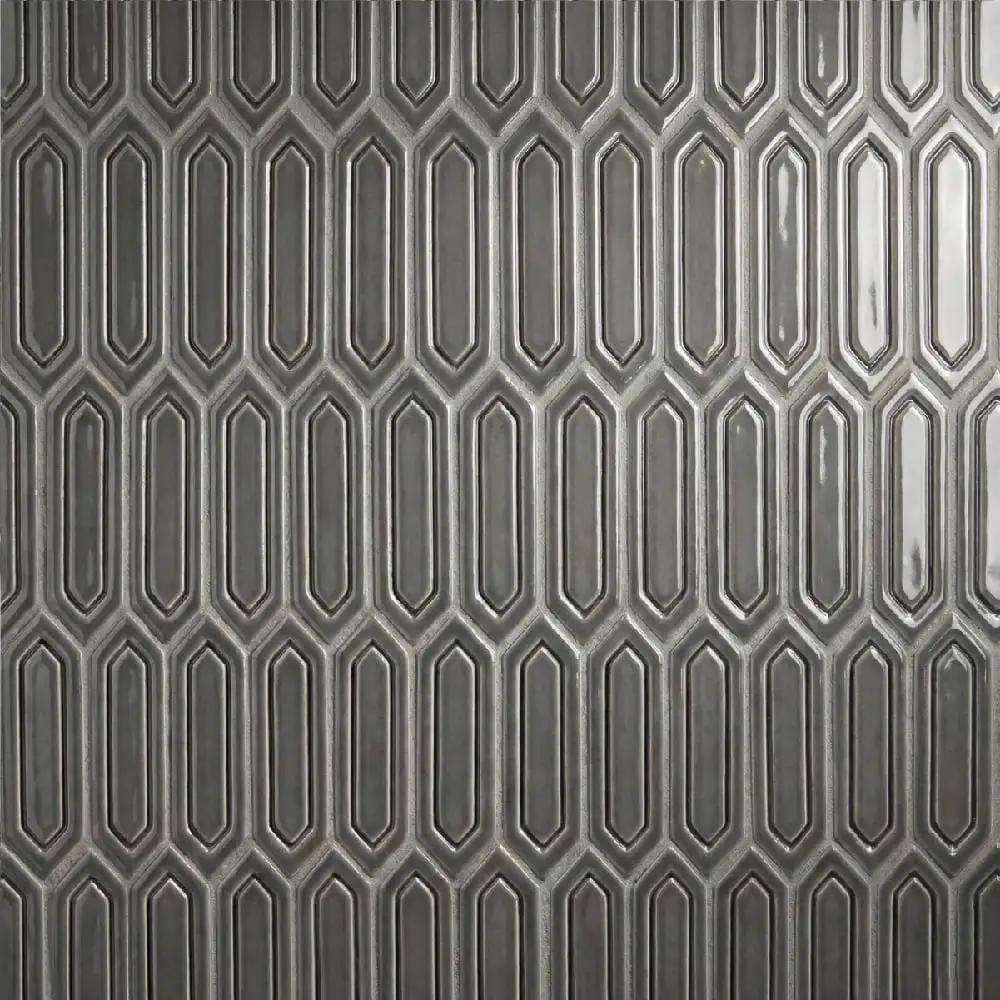 Coffee Glossy Reliefed Picket Ceramic Accent Tiles 2x6
