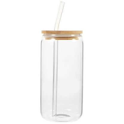 Custom Etched Iced Coffee Glass with Bamboo Lid and Straw | 16 oz | RCK Creations & More