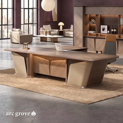 Cognac · Executive Desk w/ Mobile Storage